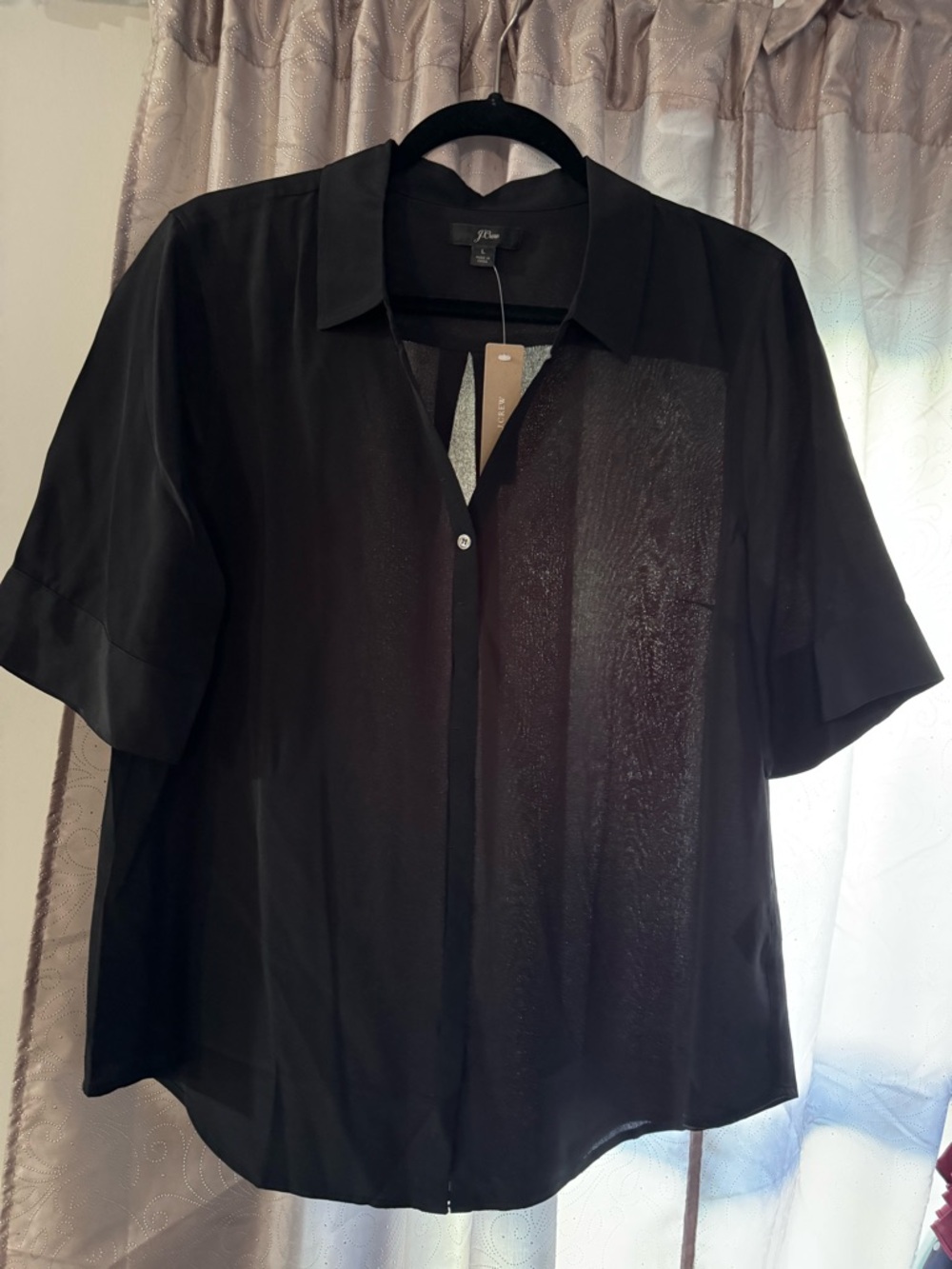 J. Jill Black Short-Sleeve Button-Up Shirt